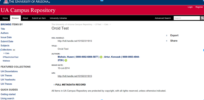 Open Repository, ORCID