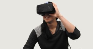 Person wearing a VR headset