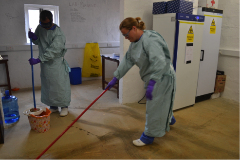 Cleaning the floor