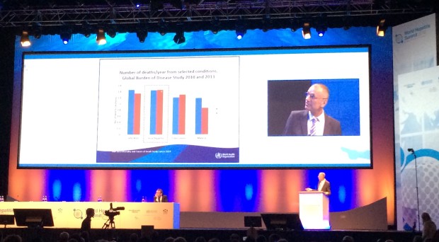 Gottfried Hirnschall of the World Health Organization discusses the draft Global Hepatitis Strategy at the 2015 World Hepatitis Summit.